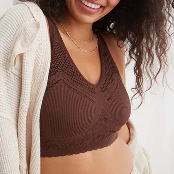 🤎AERIE SUPERCHILL SEAMLESS BRA TOP SIZE M - Picture 2 of 8